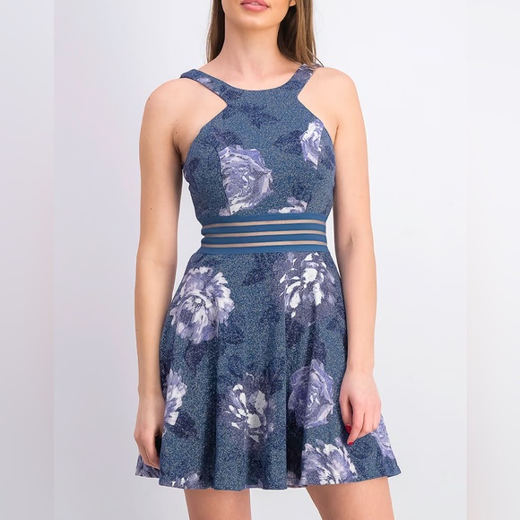 City Studio Dresses & Skirts - City Studio | NWT Glitter Floral Print Skater Dress
